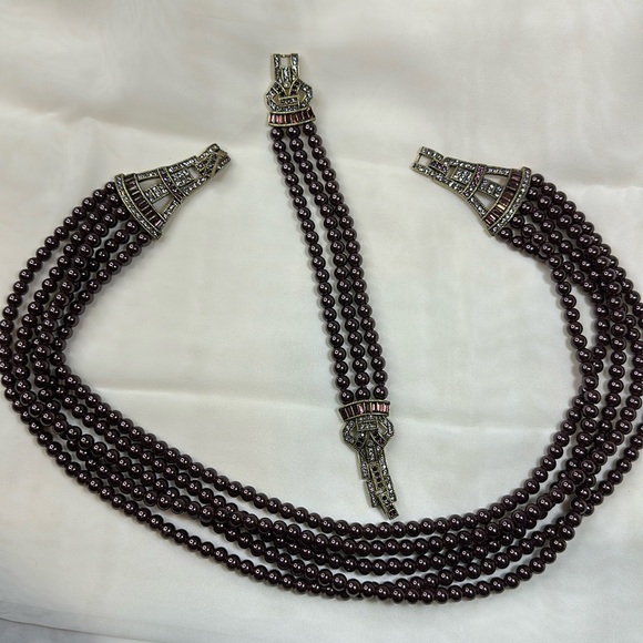 Heidi Daus beaded rhinestone crystals necklace bracelet set 2pc - Picture 2 of 13